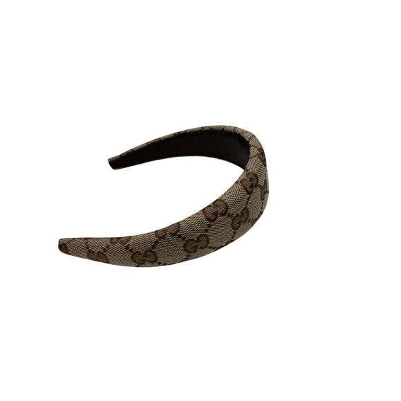 Gucci GG Canvas Padded Hair Band Beige Ebony Brown Classic Design NWT - Picture 5 of 5